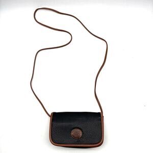 90s Michael Stevens International Black Faux Pebbled Leather Mini Crossbody Bag